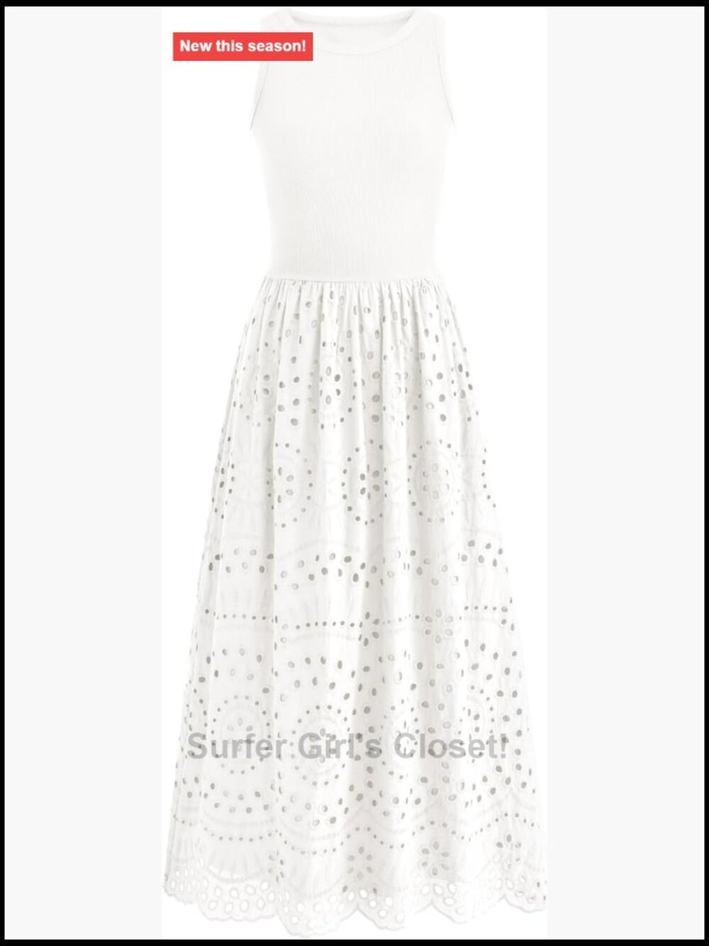 Sleeveless Lace Eyelet Cotton Tank Maxi Dress with Pockets, Bohemian A-Line